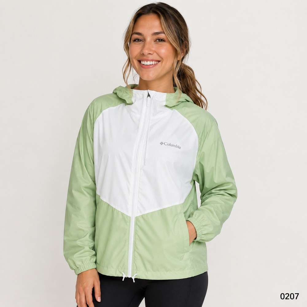 Columbia May Valley II Windbreaker Green White Colorblock XL3890-349 Womens L